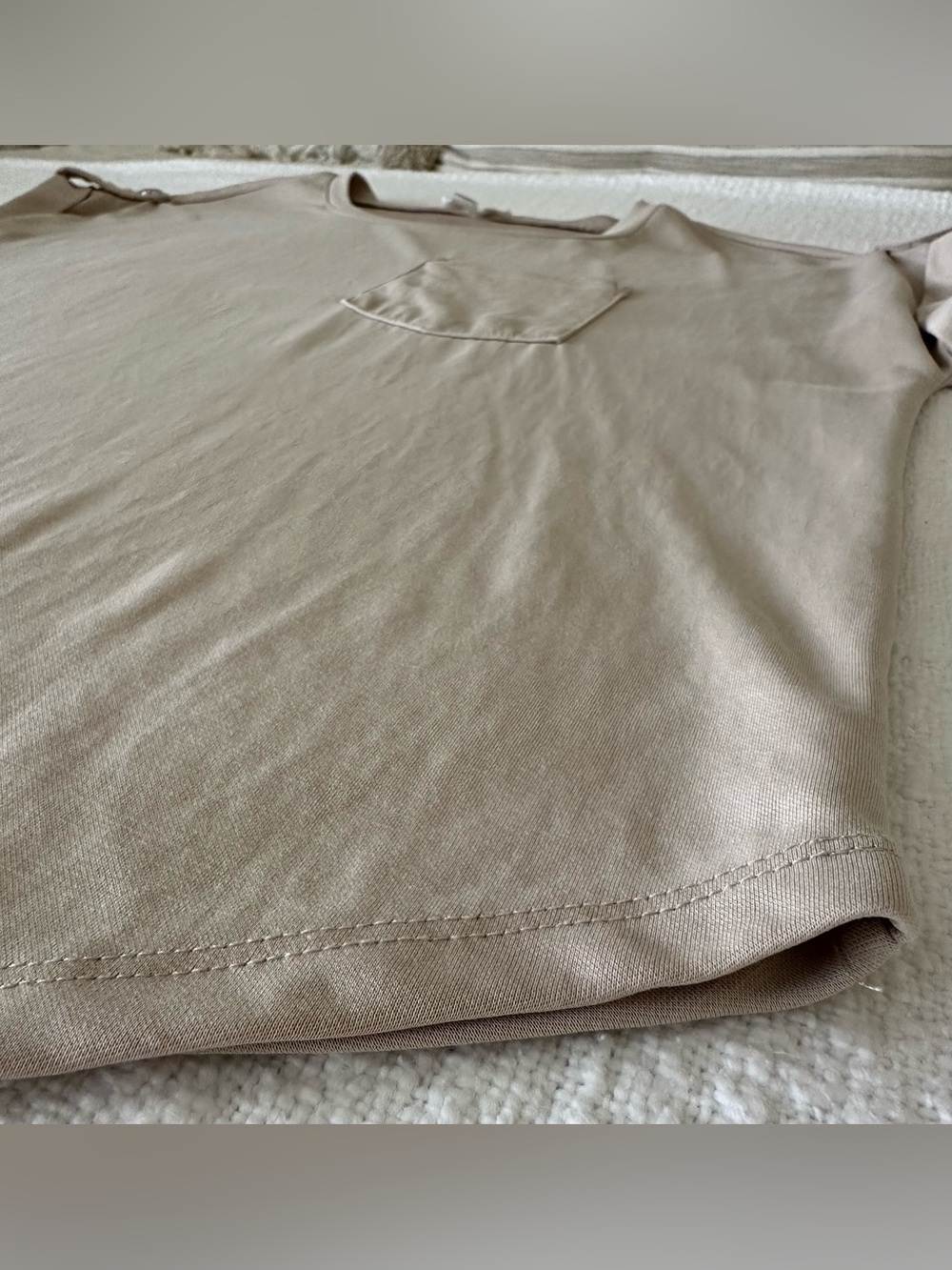 Cable and Gauge Beige Taupe Khaki Cap Short Sleeve Tee Shirt Blouse Medium - Picture 2 of 7